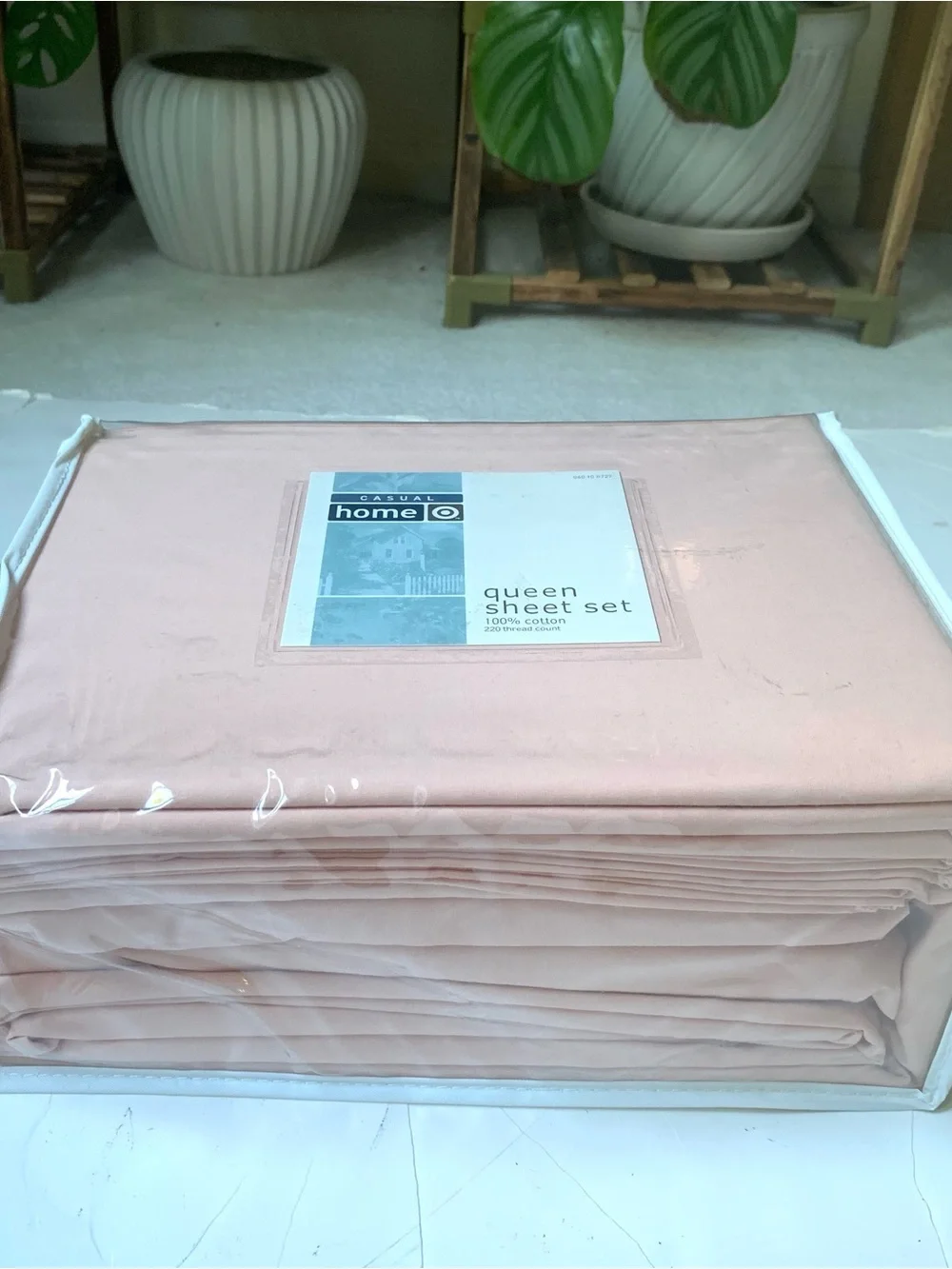 NWT 4pc 100% Cotton Solid Queen Sheet Set Fitted Flat Pillowcases Pink Peach